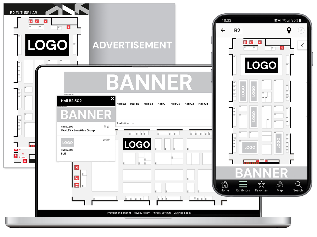 ISPO, MediaServices, Hallenplan, Logo